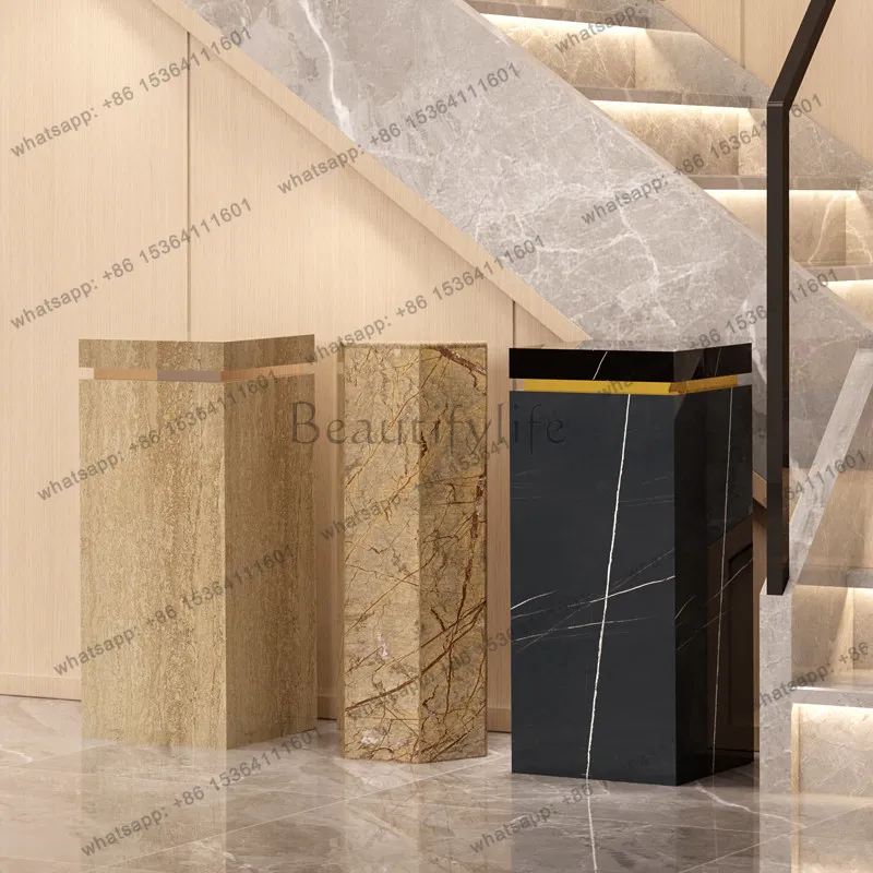 PG Huangzhong stone base, marble pier, entryway counter ornament, ornament, hotel clubhouse display stand