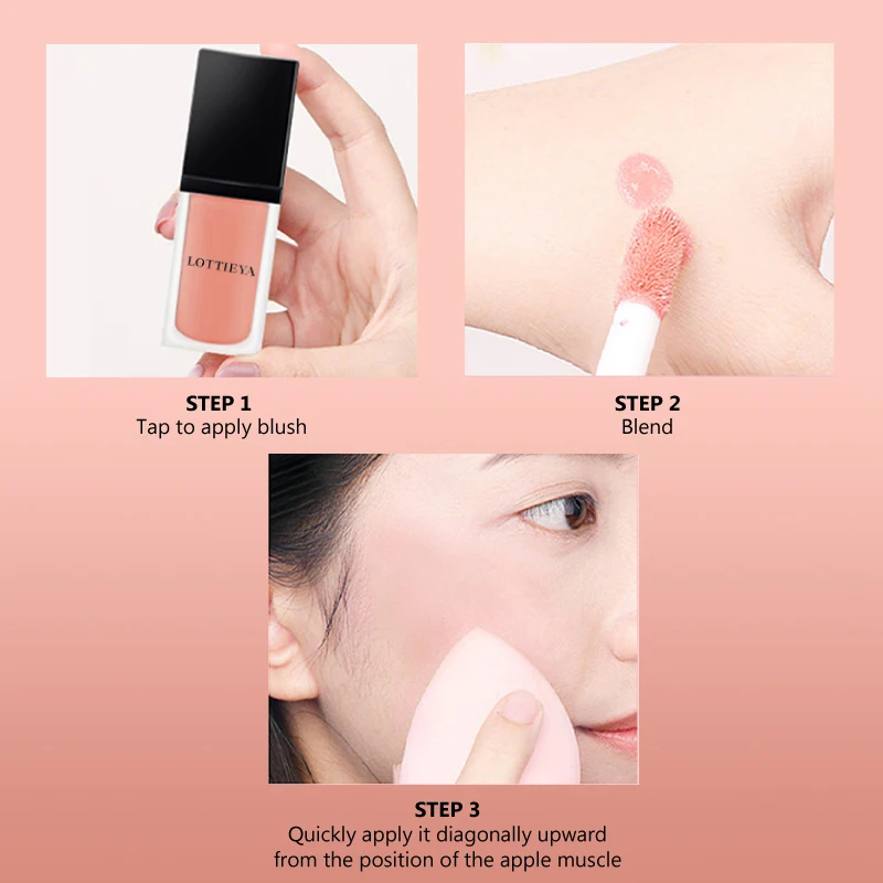 LOTTIEYA Face Mousse Liquid Blush Pigment Natural Lightweight  Brightening Blusher Cheek Peach Silky Texture Makeup Cosmetics