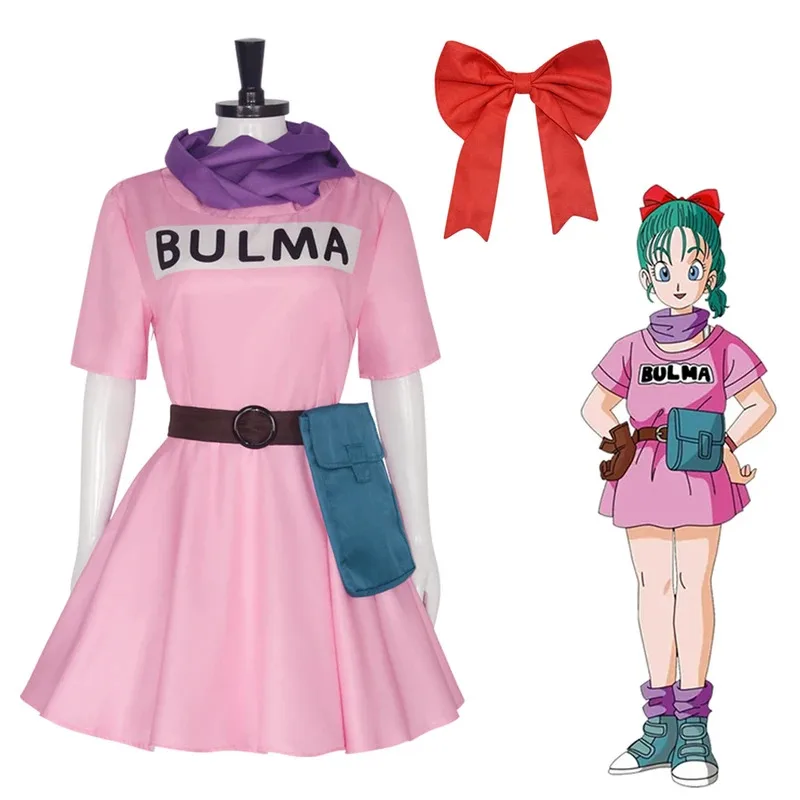 أزياء sisi 2233Bulma التأثيرية أنيمي لعب الأدوار فستان وردي لحفلات الهالوين كرنفال الزي للنساء