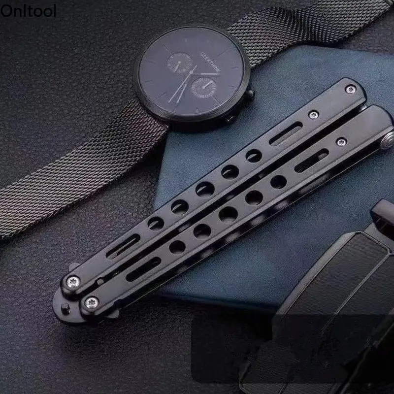 Portable Folding Uncut Butterfly Knife Outdoor Tool Stainless Steel Practice Knife No Cutting Edge Training Knife Practice Tools