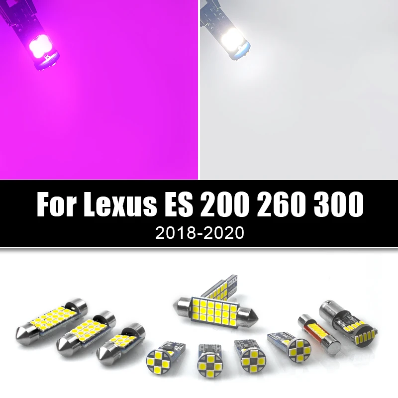 

For Lexus ES 200 260 300 2018 2019 2020 9pcs Car LED Bulbs Kit Interior Dome Reading Lamps Vanity Mirror Trunk Light Accessories