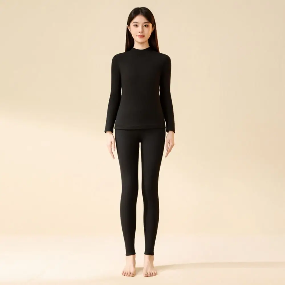 

Tops Pants Women Thermal Underwear Plush Thicken Half Collar Thermal Clothes Set Oversized Bottoming Shirt Warmth Long Underwear