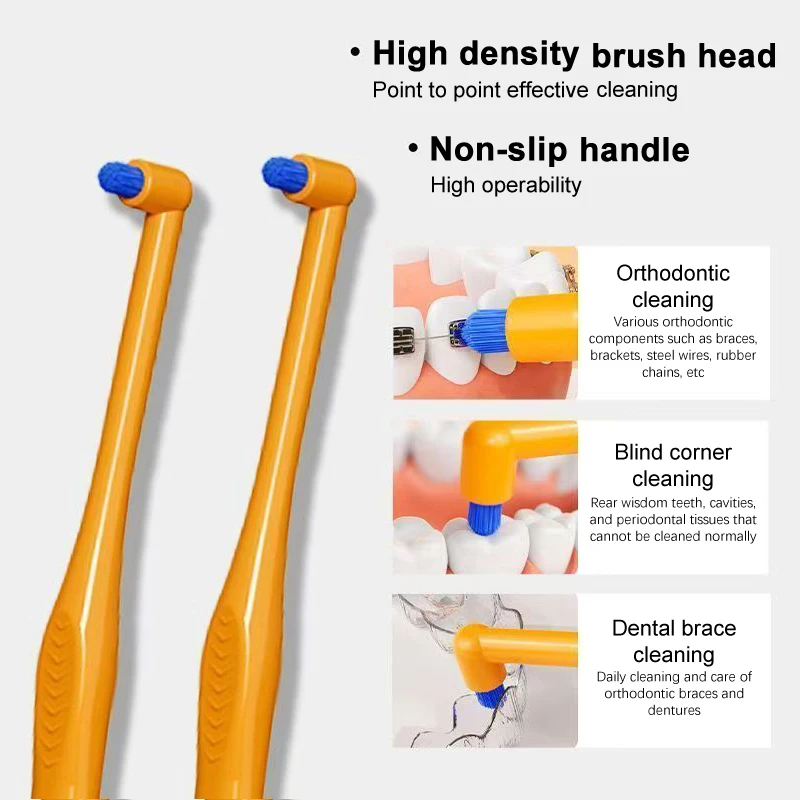 Brosse interdentaire à petite tête, nettoyage des détails doux, conception inclinée, couleur Orange, nettoyage en profondeur de la cavité buccale