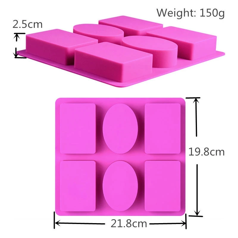 3X Silicone Soap Mold For Soap Making 3D 6 Forms Oval Rectangle Soap Mould Handmade Craft Flowers Bathroom Soap Mold