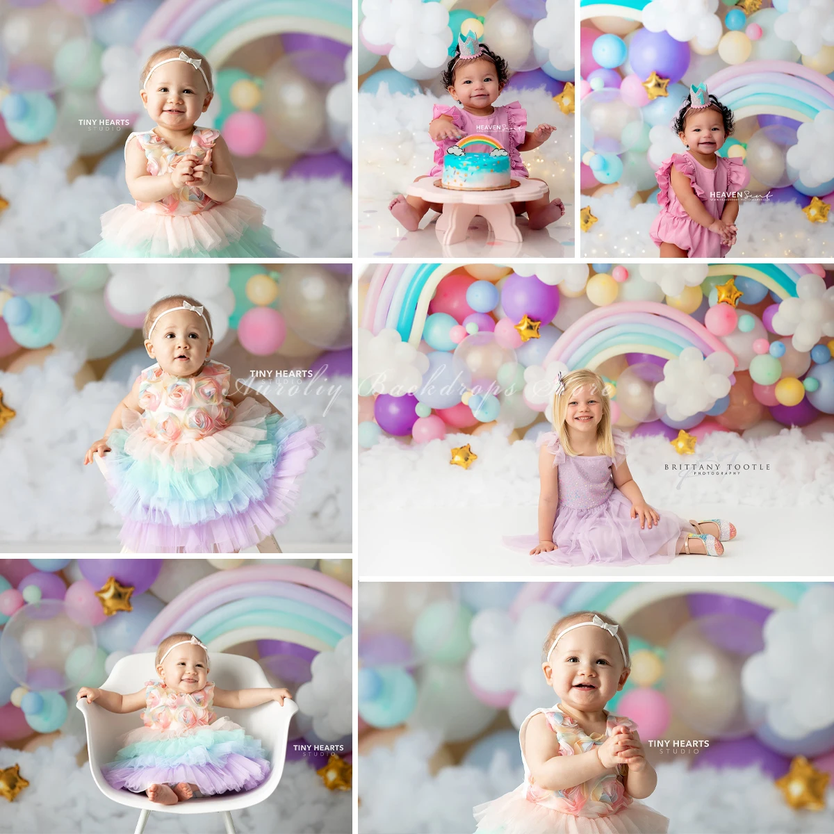 

Rainbow Cloud Party Background Birthday Cake Smash Kids Baby Photocall Prop Child Adult Photography Decor Balloon Stars Backdrop