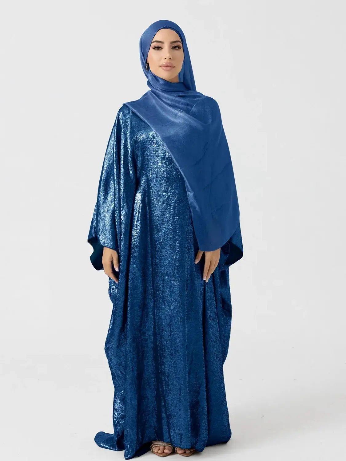 Vestido de manga brilhante de moreno feminino muçulmano, robe feminino, comprimento total, Borboletas macias, Abaya, Serviço de Adoração, Abaya WA2035, Moda