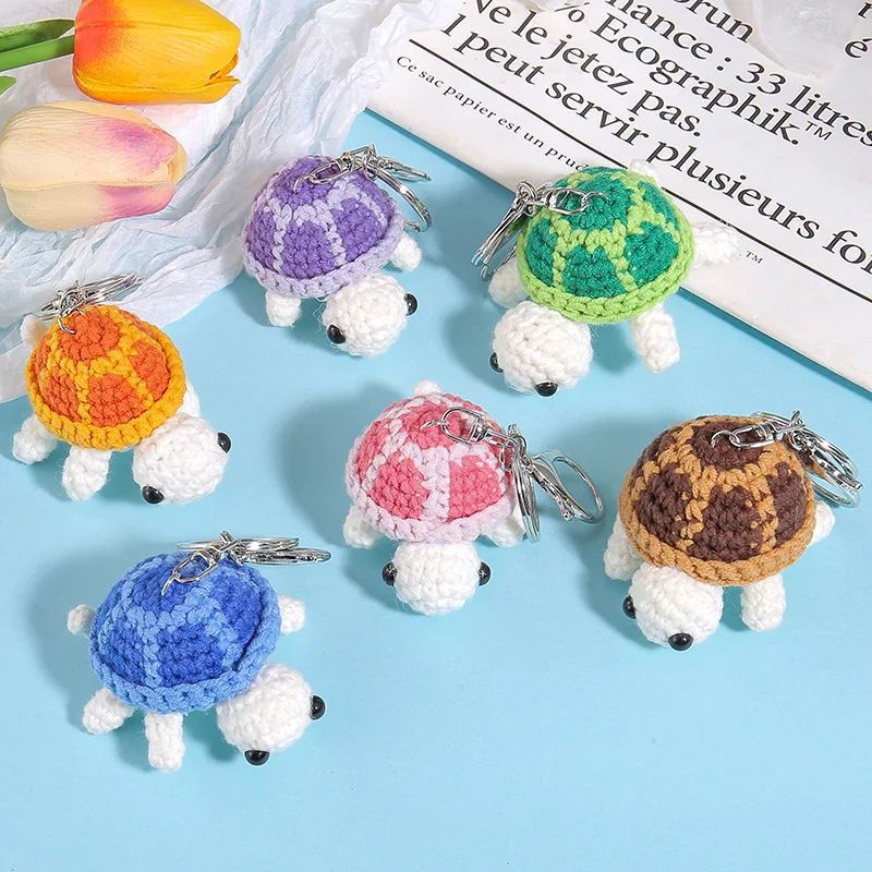 

Handmade Yarn Crochet Doll Keychain Knitting Yarn Small Turtle Pendant Back Bag Hanging Decoration