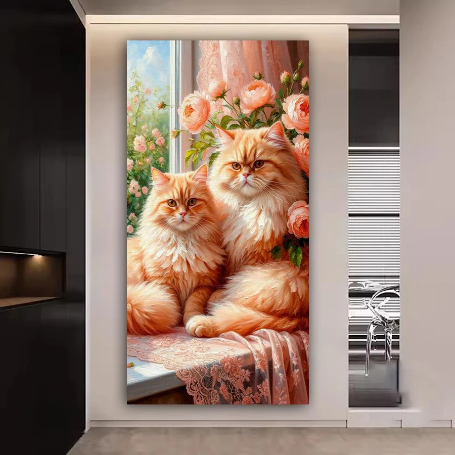 Diy Diamond Embroidery Window Cat Flower Large Size Diamonds Art Painting Animals Full Mosaic Picture Jewelry Cross Stitch Kits