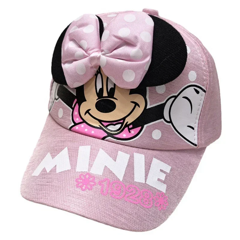 Cute Anime Cartoon Disney Minnie Baseball Cap Kids Outdoor Sport Sunshade Hat 3-12 Years Girl Adjustable Hip Hop Duck Tongue Cap