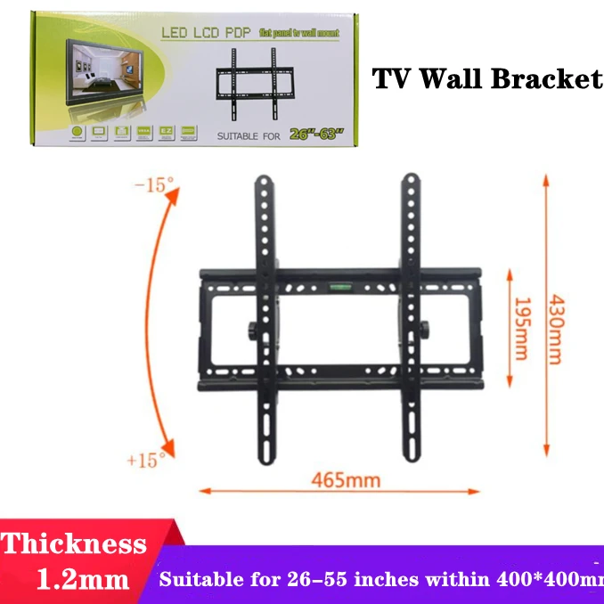 

Universal TV Wall Mount Bracket for Most 26-63 Inch LED Plasma TV Mount up to Wall Hanging Bracket with Spirit Level