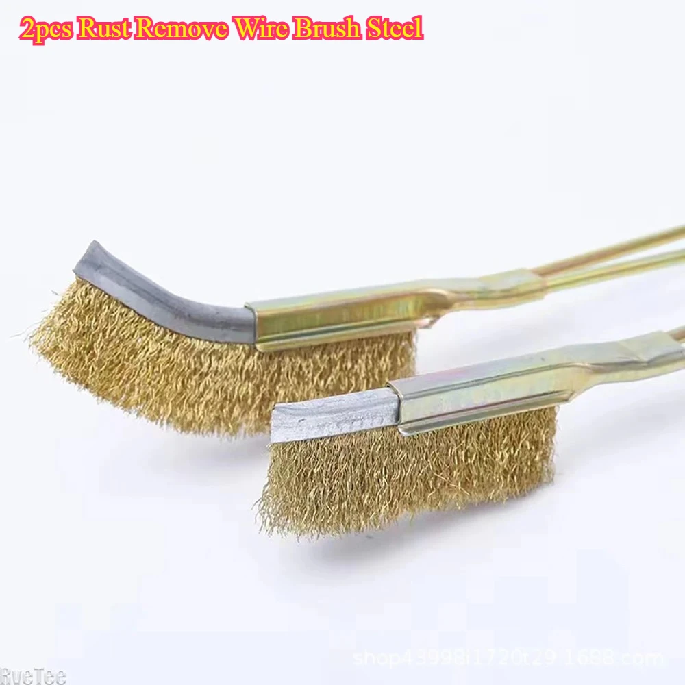 2pcs Rust Remove Wire Brush Steel Brass Nylon Cleaning Brushes Metal Polishing Detail Cleaning Tool for Home Workshop