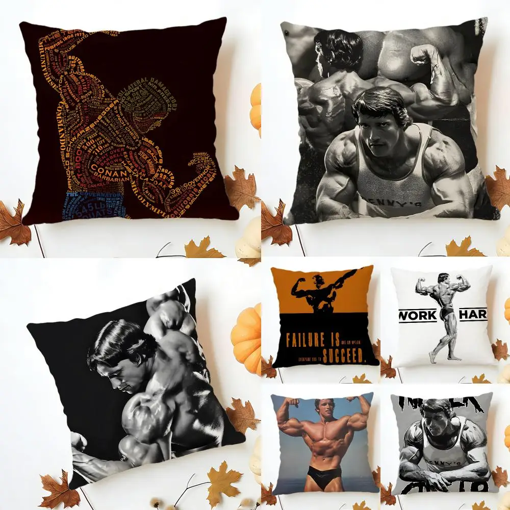 Powerful Muscular Iconic Arnold Schwarzenegger Cushion Cover Sofa Home Decor Living Room Accessory Holiday House Cushion Shell