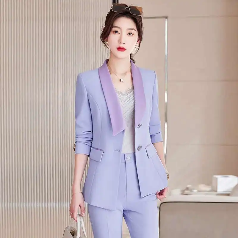 Formal Pantsuits for Women Business Office Work Wear Blazers Professional Career Interview Outfits Trousers Set Autumn Winter