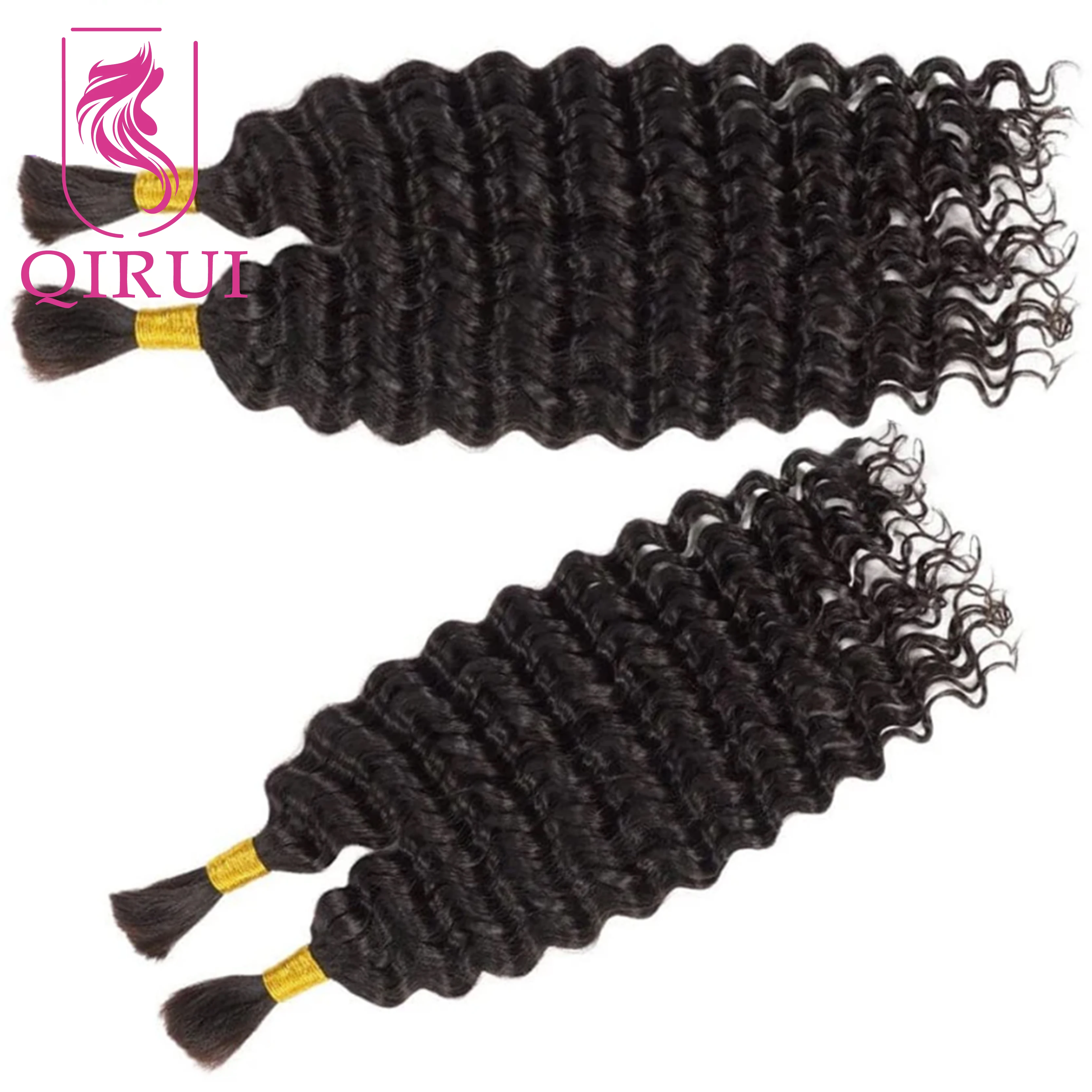 Bulk Human Hair for Braiding Deep Curly Unprocessed Brazilian No Weft Hair Extension for Micro Braids 100g 1Piece