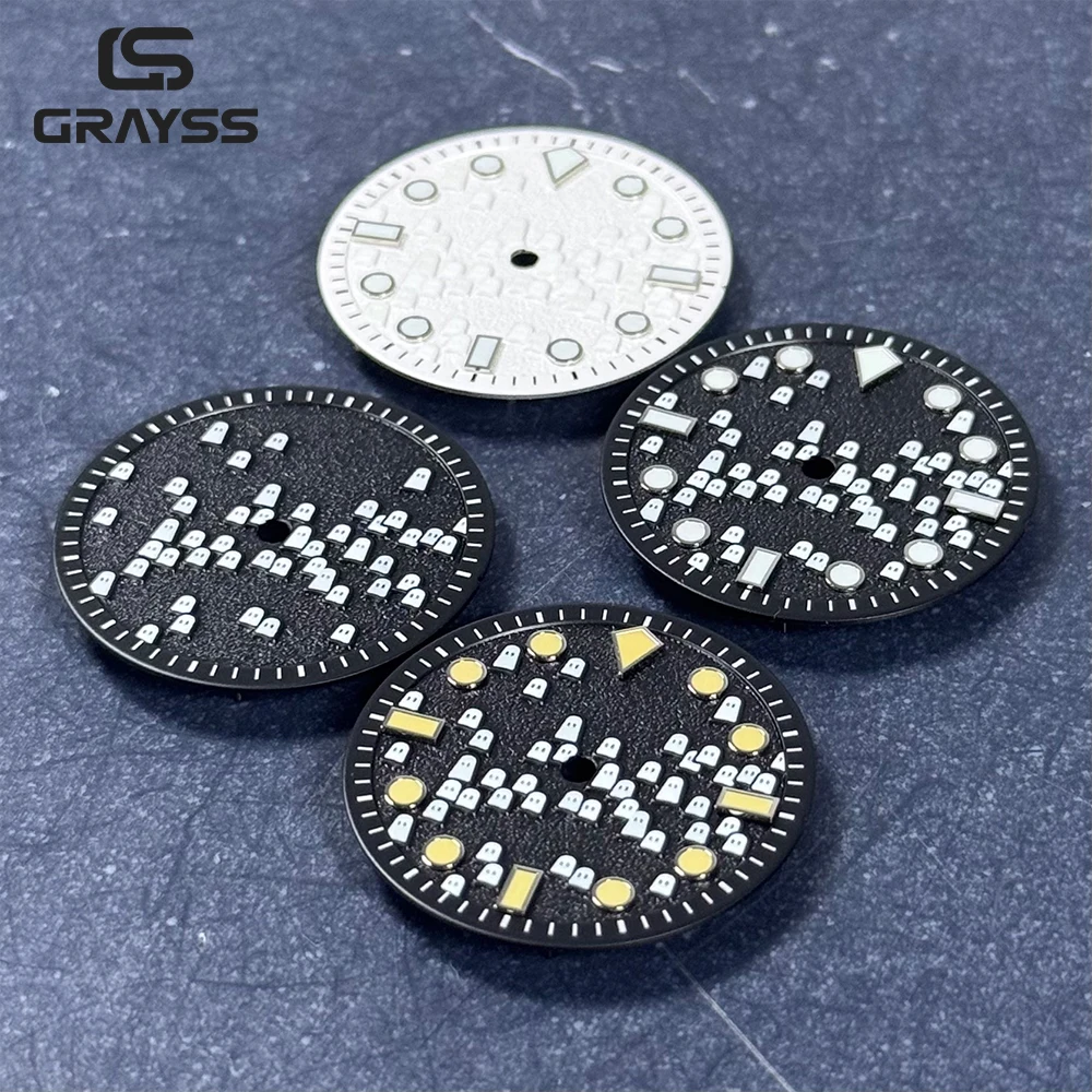 50- FATHOMS ساعة ريترو بقرص ثلاثي الأبعاد شبح أخضر أزرق كامل لوم SKX ملحقات ساعة لحركة nh35 ETA/PT5000 miyota8215