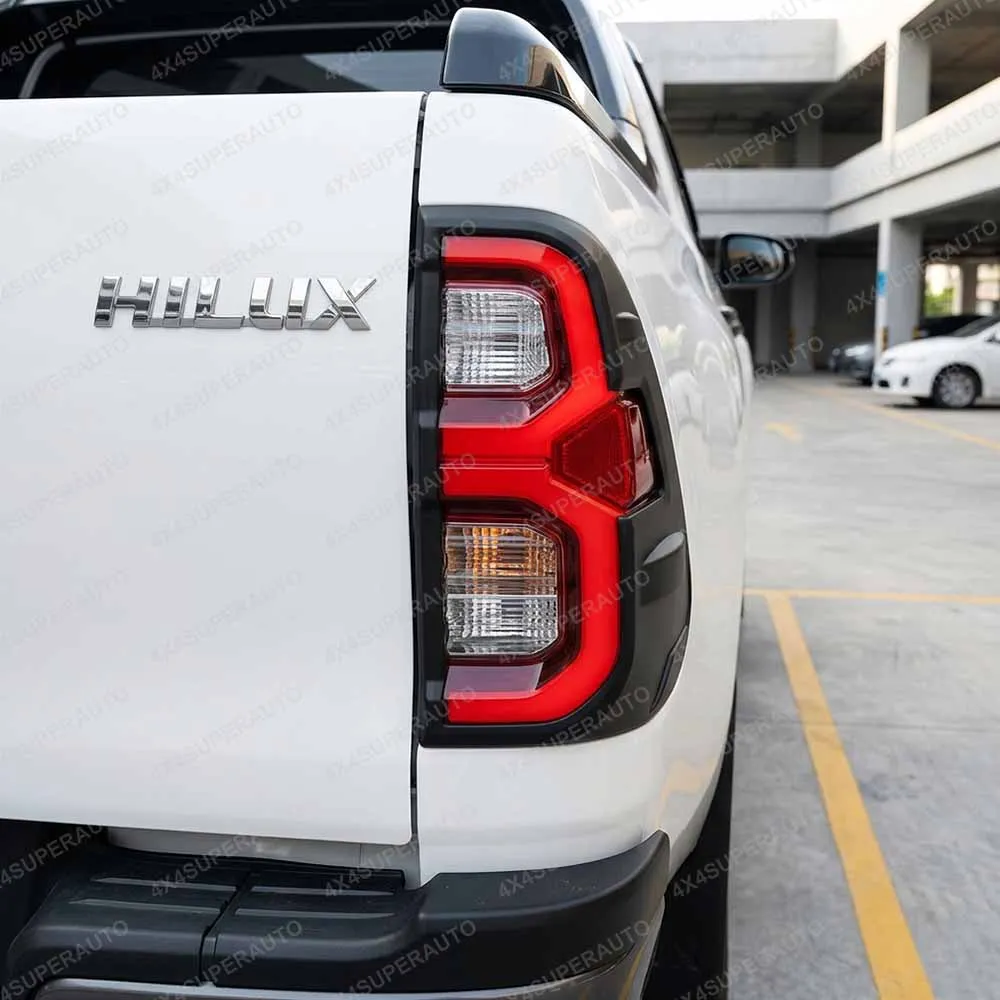 Taillights Cover Trim For Toyota Hilux Revo 2021-2025 ABS Matte black Rear Lamp Cover Tail light Protector Car Accessories