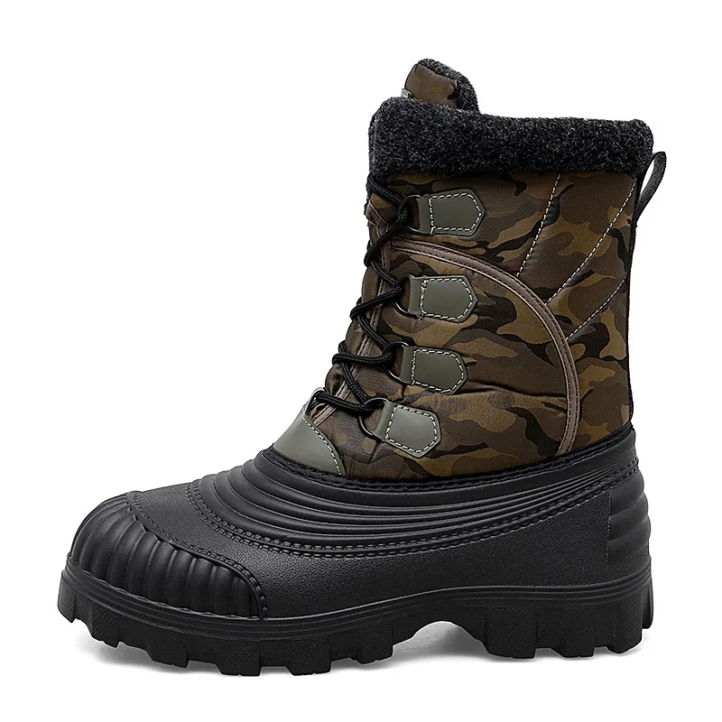 Winter Men's Mid-calf Boots Thick Plush Warm Snow Boots Fashion High-top Cotton Shoes for Men Winter Warm Fishing Men Rain Boots