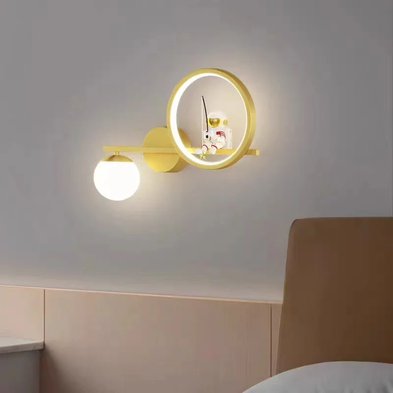 Imagem -05 - Lâmpada de Parede Led Moderna Nórdica para Crianças Luz de Candeeiro Astronauta Kid Room Decoração de Casa Iluminação Viva