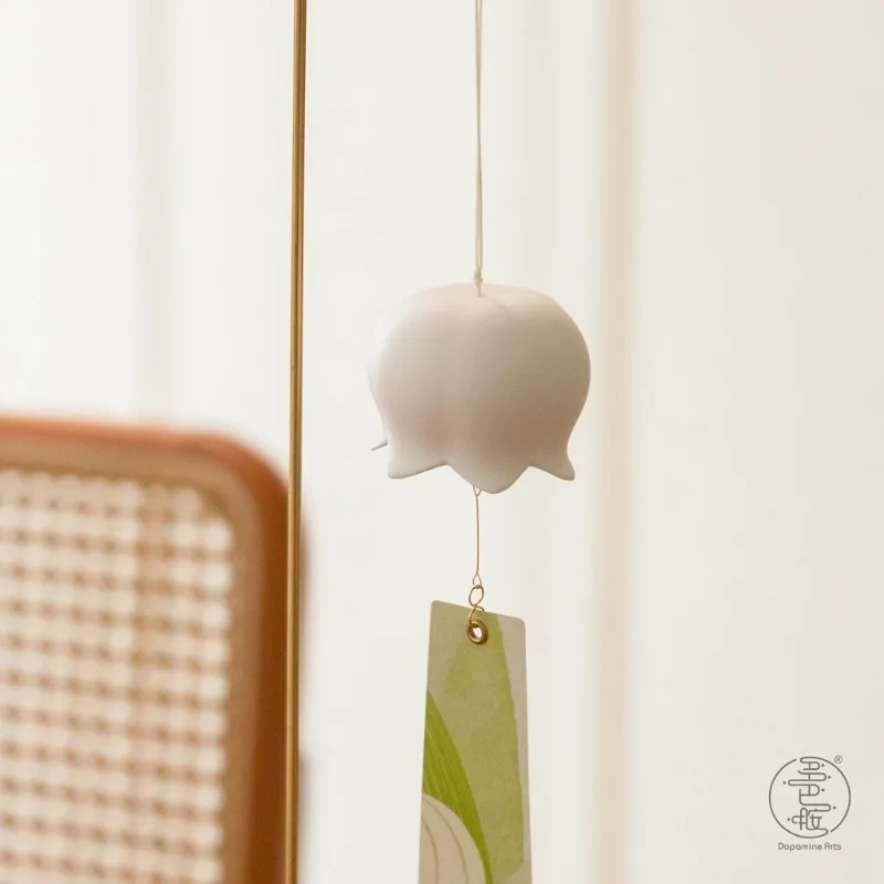 Dopamine Lily of the Valley Wind Chime Mini Cute Bone China Japanese Style Happy Healing Home Sound Decor Garden Patio Ornament