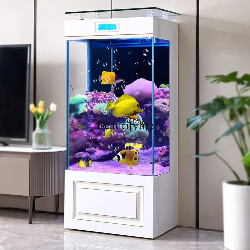 

FG40Vertical Wall-Mounted Small and Medium-Sized Household Floor Ultra-White Glass Fish Globe Change Water Aquarium