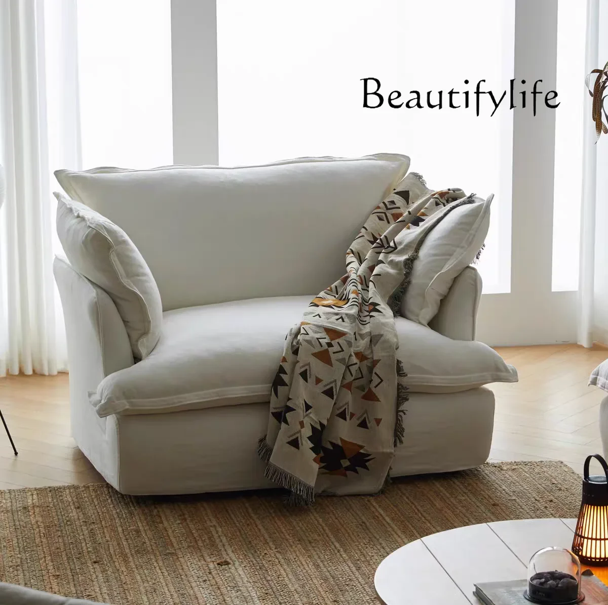 A44 Japanese-style lazy fabric cotton and linen dismantling sofa apartment small down sofa super soft