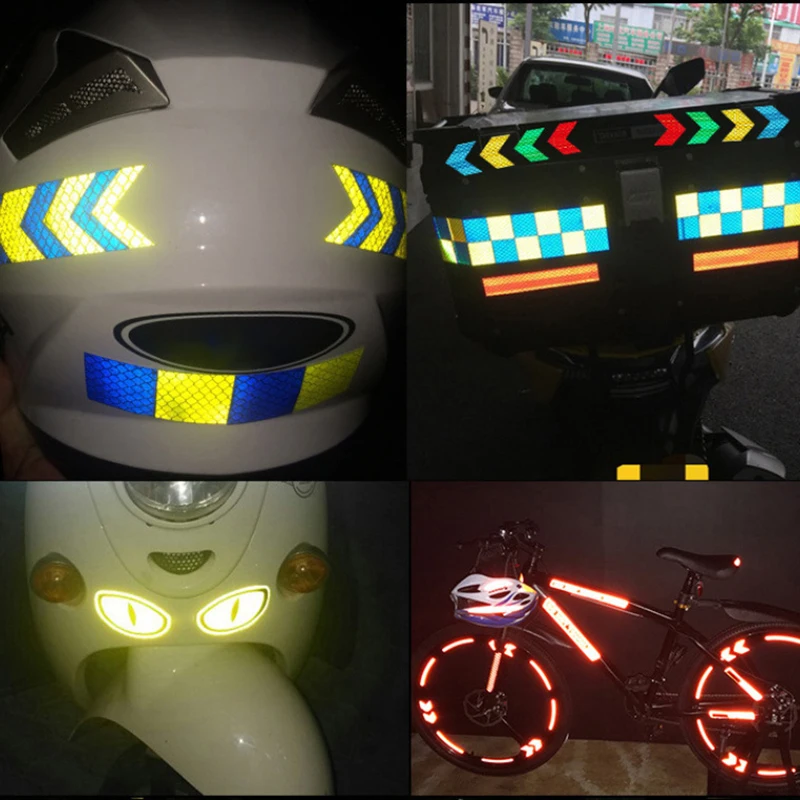 10 pz/set Accessori Moto Freccia Riflettente Segno Nastro di Avvertimento Adesivo di Sicurezza Per Paraurti Auto Tronco Riflettore Nastro di Pericolo