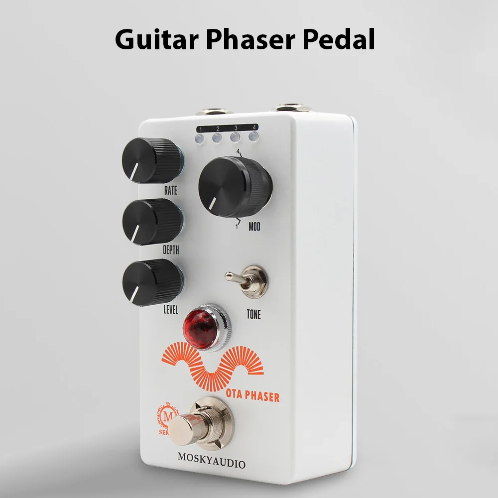 MOSKYAUDIO Guitar Phaser Pedal Electric Effects Pedal Rate,Depth,Level Control Swtich Metal Shell DC 9V