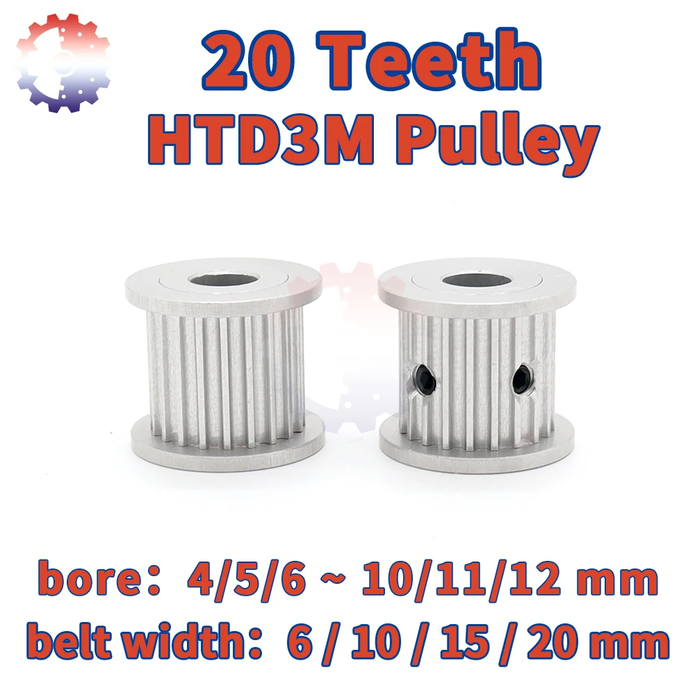 

20Teeth HTD 3M Belt Pulley Bore 4/5/6~12mm 3M Pulley 20 Teeth Belt Width 6 10 15 20mm Synchronous Wheels HTD3M Timing Pulley 20T