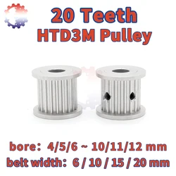 20Teeth HTD 3M Belt Pulley Bore 4/5/6~12mm 3M Pulley 20 Teeth Belt Width 6 10 15 20mm Synchronous Wheels HTD3M Timing Pulley 20T