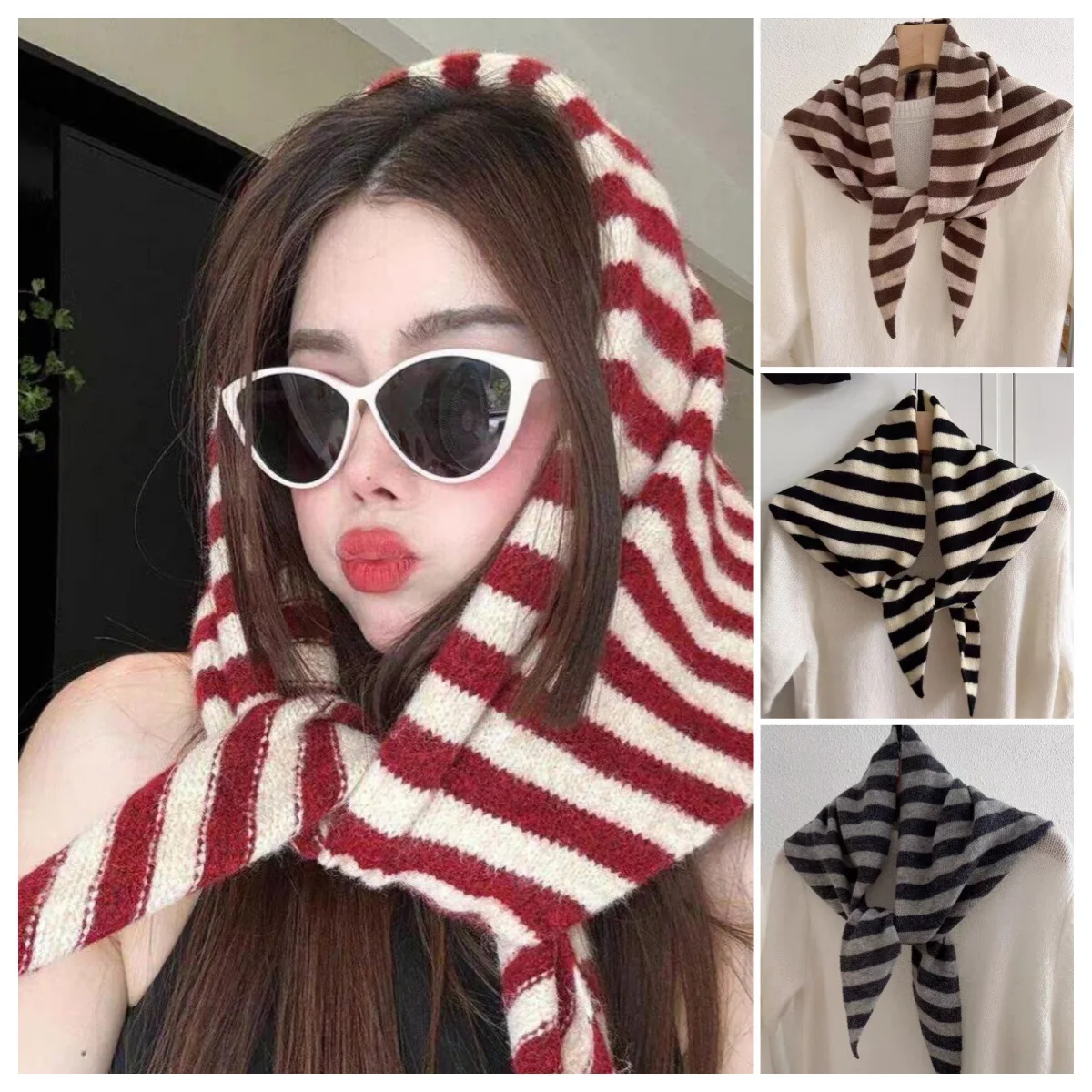 

Британский треугольный шарф, весенний шарф, женский удобный нежный сладкий корейский вариант, маленький шарф для защиты шеи