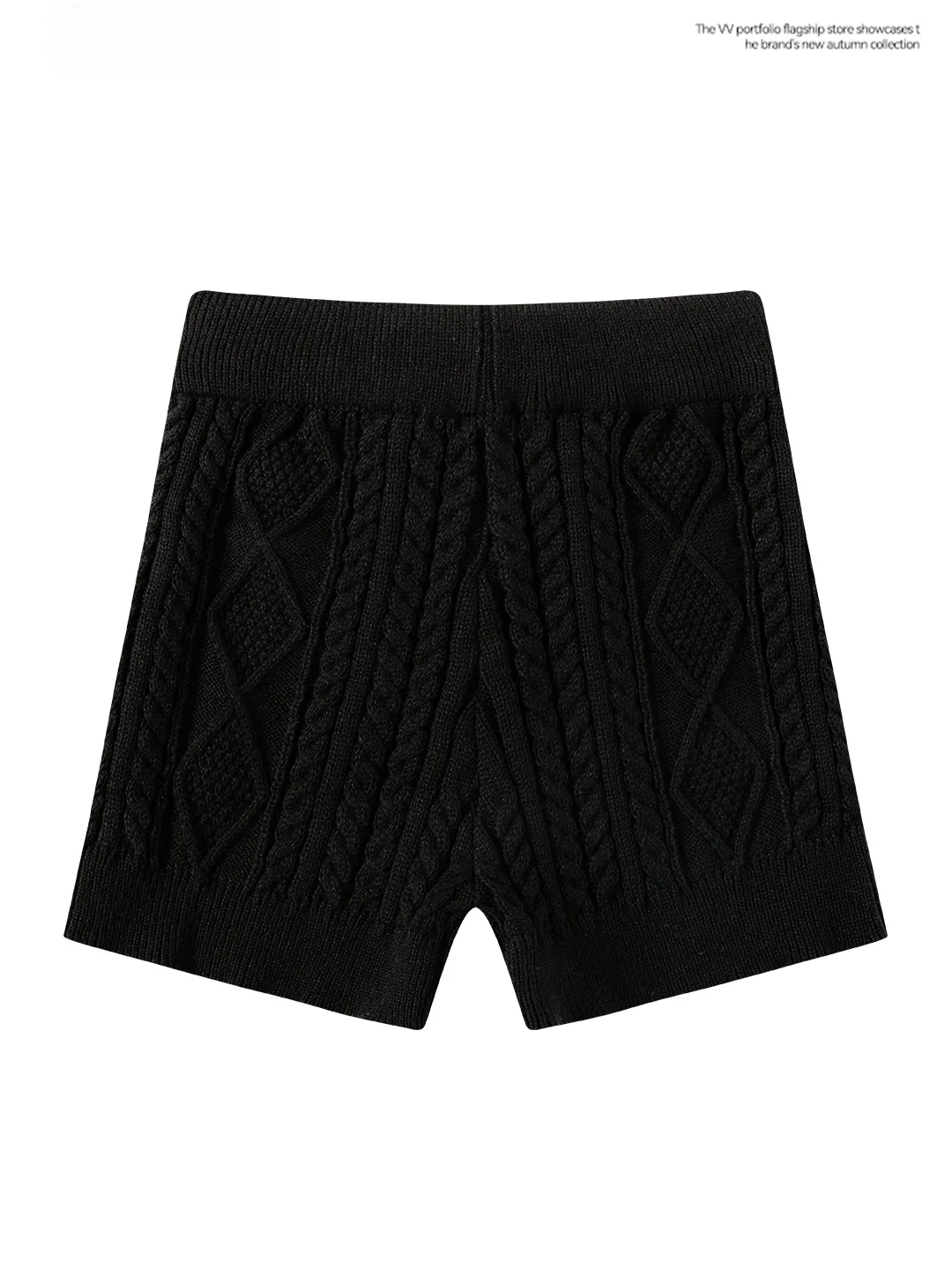 Tight Fit Knitted Short Pants Women's Summer Base Layer Drawstring Elastic Waist High Waist Pure Desire Black Pants