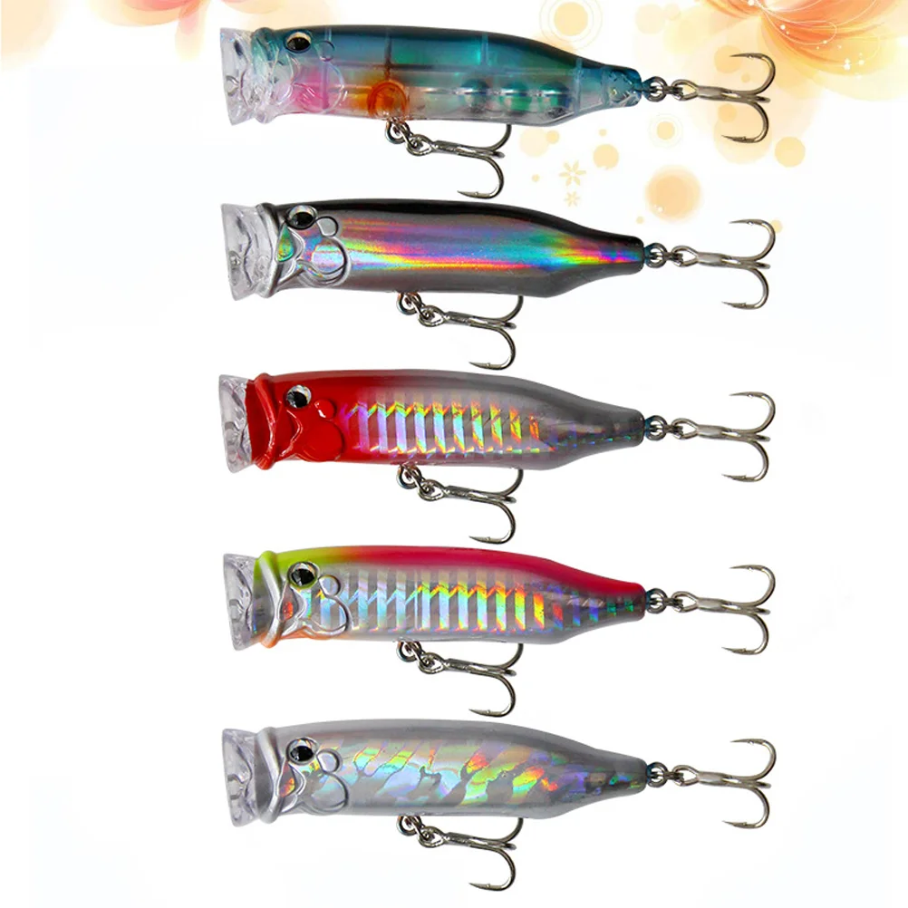 

5 Pcs 7cm Fishing Bait Floating Hard Lures Plastic Lifelike Rotating Fishing Lures for Outdoor Fishing Trip Holiday