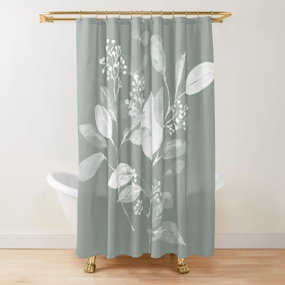 

sage green eucalyptus Shower Curtain Shower Bathroom Waterproof Bathroom Shower Bathroom Fabric Curtain