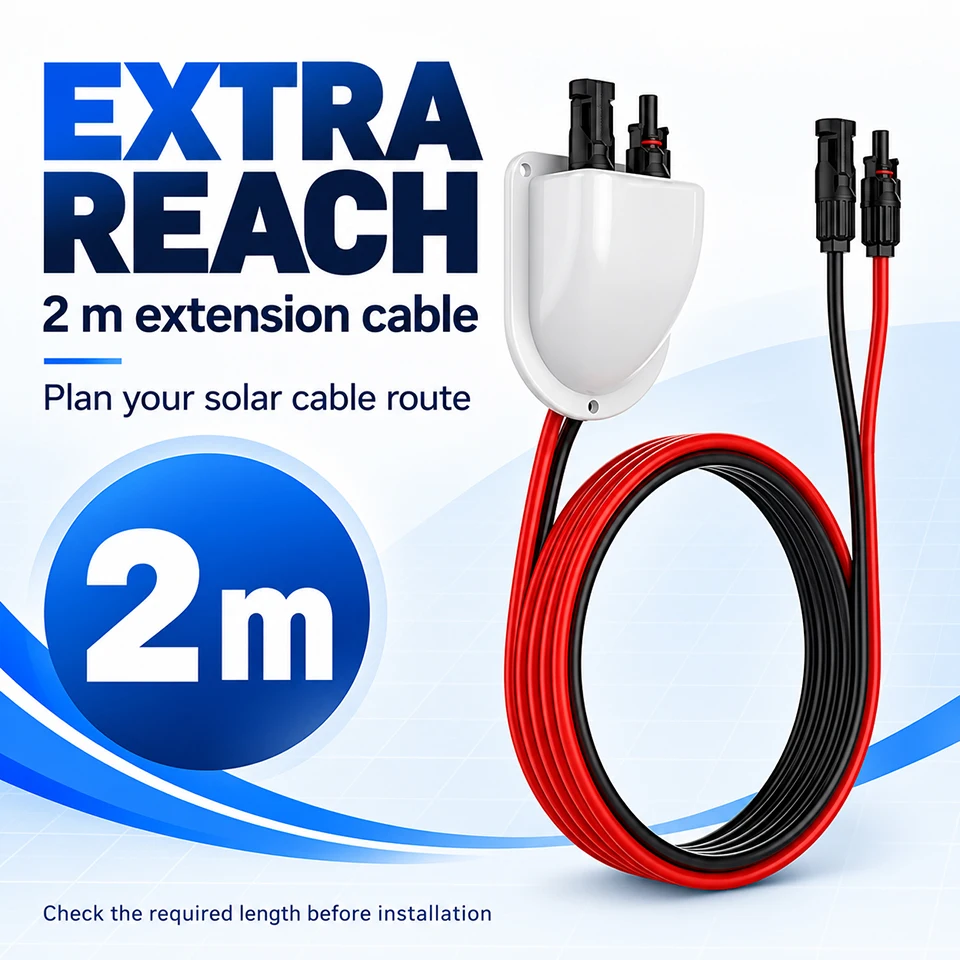 Solar Panel Roof Cable Entry Kit with 2M MC4 Extension Cable, Dual Wire Gland for RV Camper Van Boat, Black White