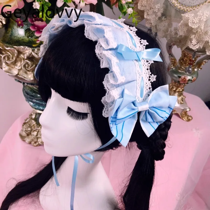 

Japanese Original Design Lolita Headband Sweet and Cute Girls Hairbows Versatile Kawaii Bow Lace Kc Lace Hair Accessories