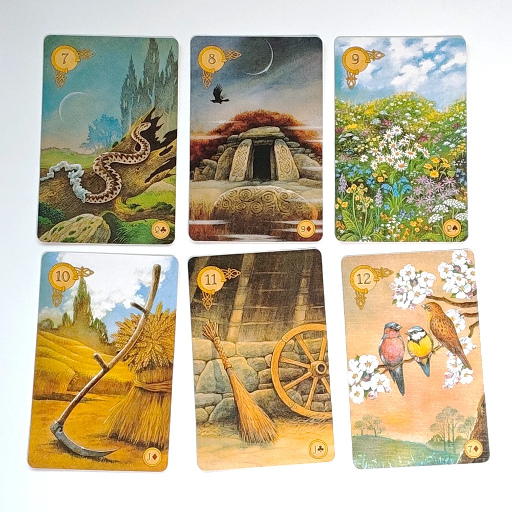 Celtic Lenormand Deck 9*6cm 45 Pcs Lenormand Cards Colorful Artwork Printed on 350GSM Double-embossed Cardstock
