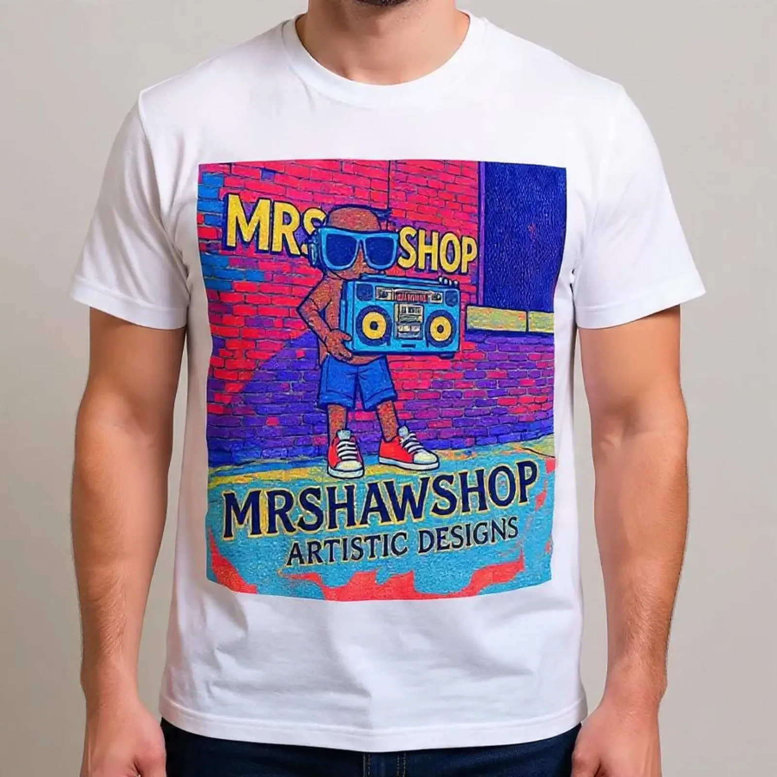 Retro Boombox T Shirt Hip Hop Streetwear vintage Washed designer clothes Comfortable Soft Casual graphic fashion Stretched