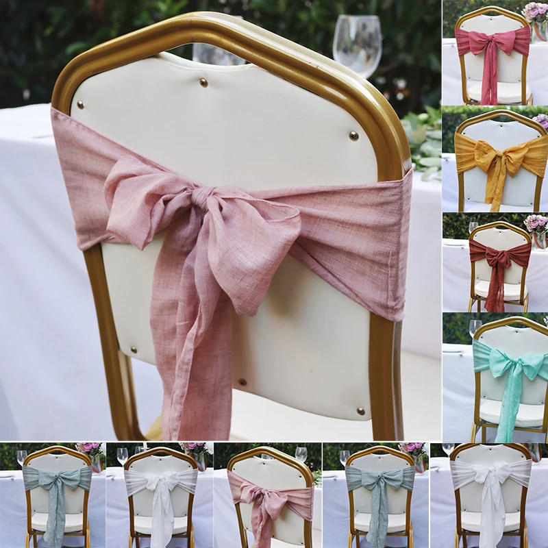 

1PC Chair Sash Crystal Bow Tie Knot Wedding Birthday Party Hotel Decoration Wholesale Snow Shimmer Silk Band