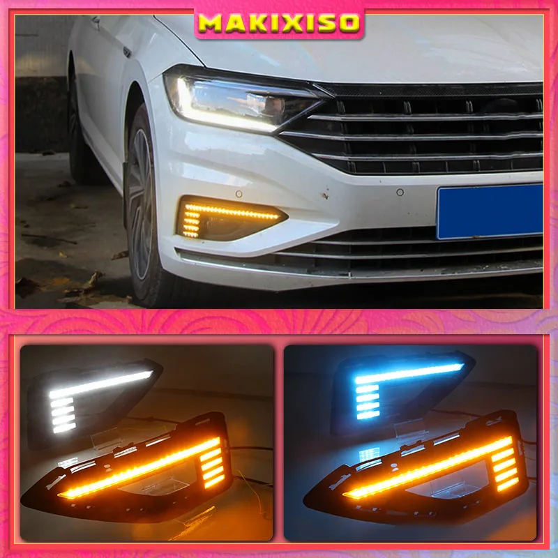 

1 Pair Dynamic Yellow Turn Signal Relay 12V Car DRL Lamp LED Daytime Running Light For Volkswagen VW Jetta Sagitar 2019