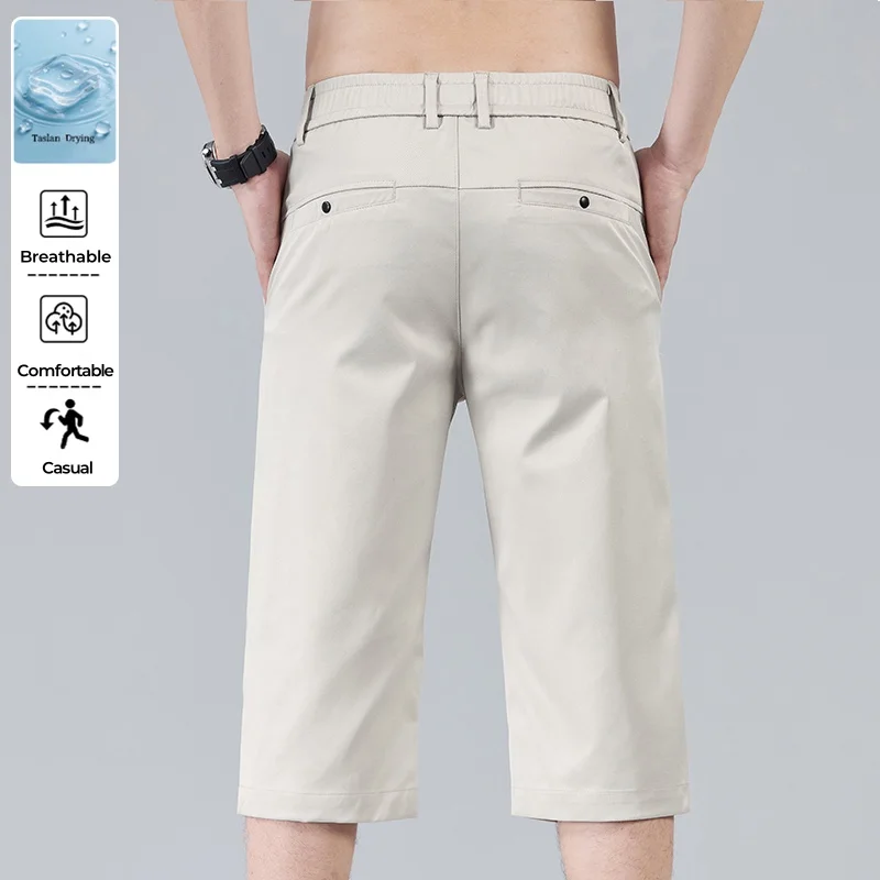 

Men's Casual Thin Shorts Elastic Waist Comfortable Fashion Solid Color Straight Slim Breathable Male Clothing Short Pants