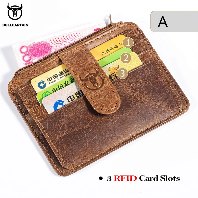 BULLCAPTAIN RFID Blocking Leather Wallet Credit Card ID Card Holder Wallet Money Case For Men And Women 2020 Fashion Retro Bag