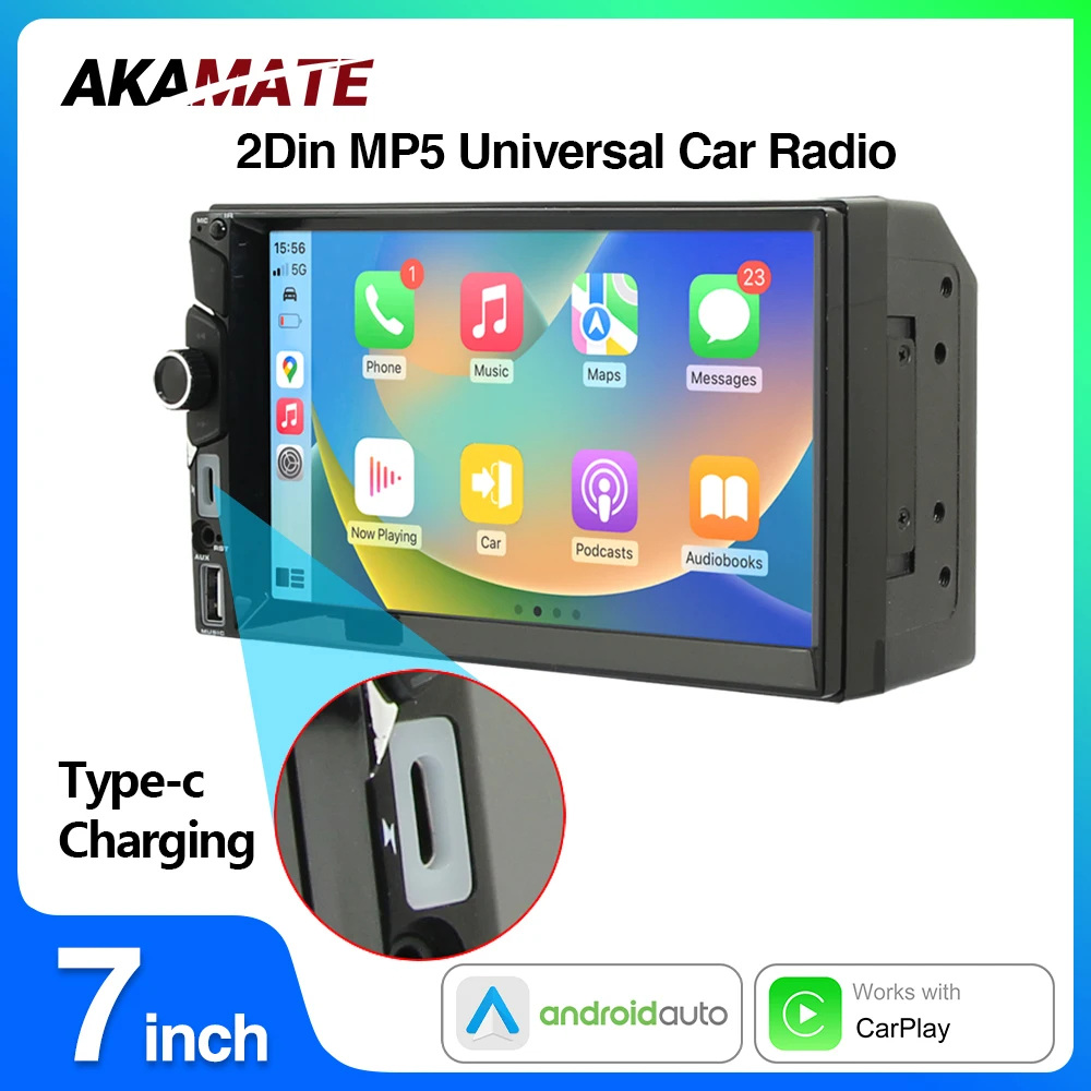 7 inch Car Radio 2din Wince System MP5 Player Wired CarPlay Wired Android Auto Multimedia Autoradio Car Stereo Bluetooth FM