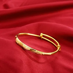 Premium jewelry 9999 gold jewelry women's bracelet fashion retro bamboo matte bracelet 24K real gold women's bracelet