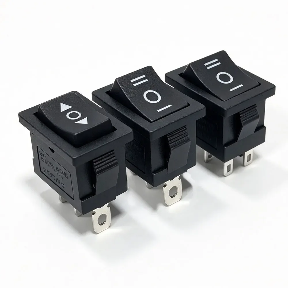 KCD1 15X21MM Mini Black 3 Pin / 6 pin On/Off/On Self-locking Momentary Non-latching Rocker Switch AC 6A/250V10A/125V
