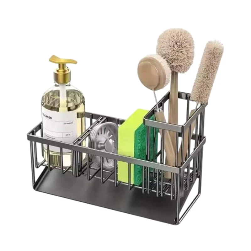 Stainless Steel Sink Sponge Drain Rack Multi-functional Countertop Faucet Soap Rack Dish Towel Storage Filter Basket