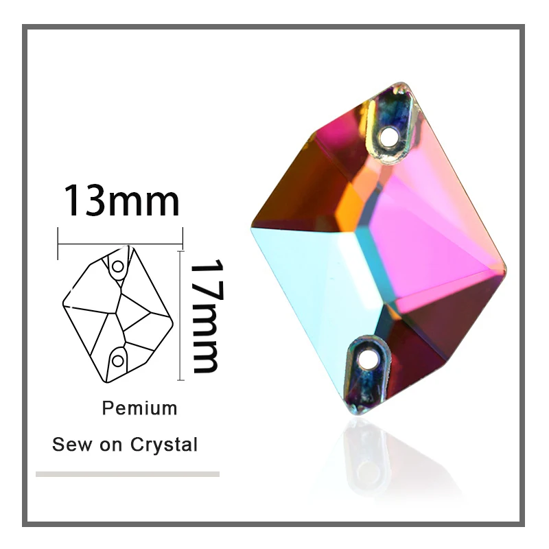 All Sizes Cosmic Shape Sew On Stones Crystal Clear AB Flat Back 2 holes11*14mm,13*17,16x21,21*27mm Glass Sewing Crystal Beads
