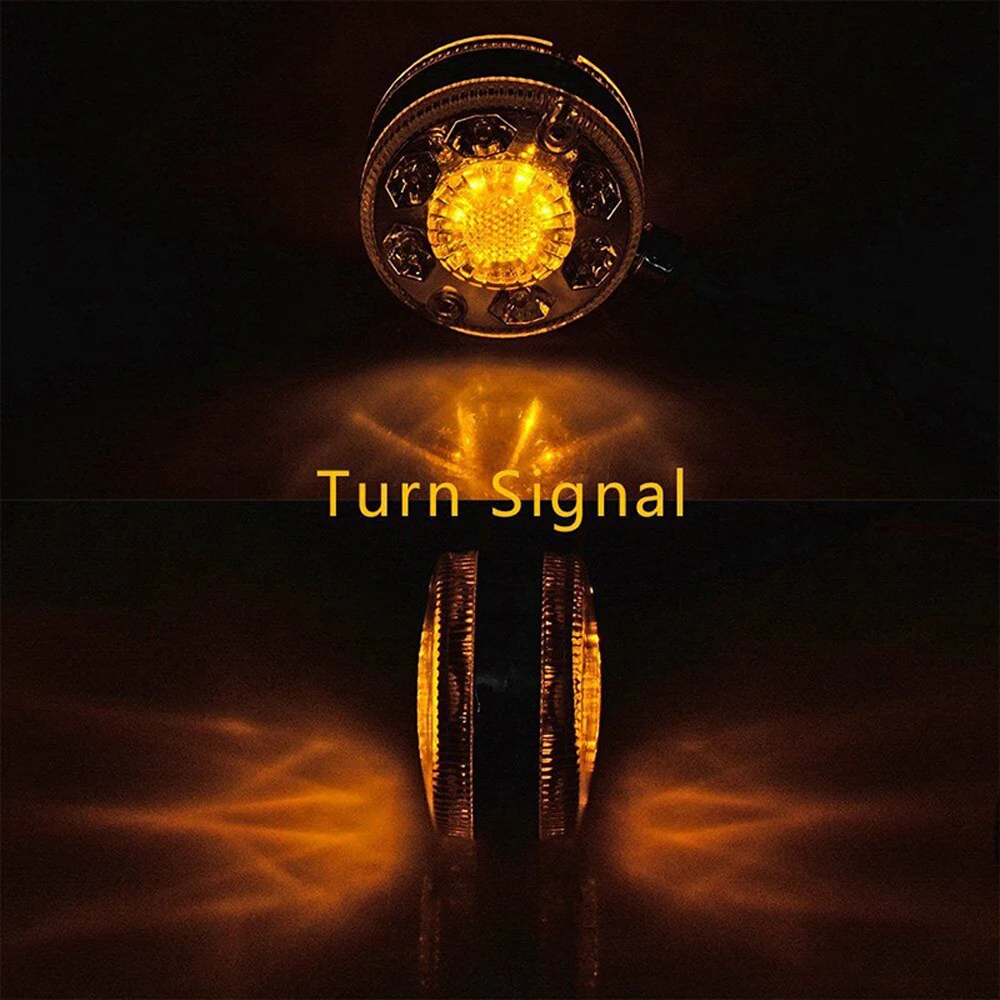 1pc transparent cover red light+yellow light double-sided 24LED turn signal light fit for 12V-24V cars, trucks, and trucks