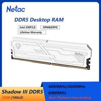 Memoria RAM Netac DDR5 16GBx2 DDR5 4800mhz 5600mhz con Disipador de Calor XMP3.0 288Pin UDIMM de Doble Canal para Placa Base de PC 1
