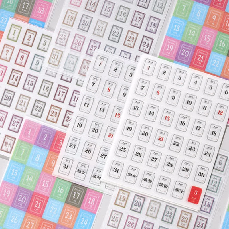 1Set 365 Days Stickers Payment Stick Account Notebook Sticker Full Year Calendar Sticker Index Tabs Reminder Stickers Student De