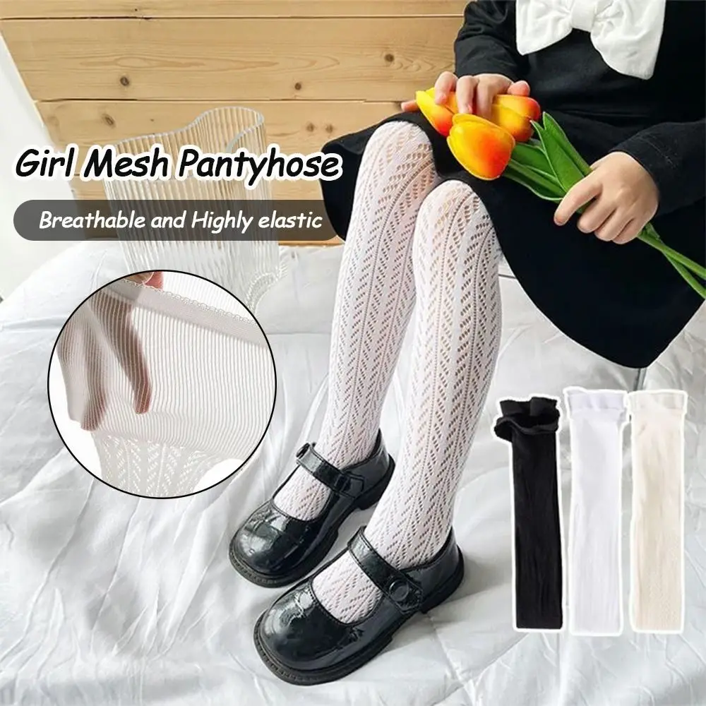 

Princess Pantyhose Pure Cotton Girls Tights Breathable Mesh White Black Girls Stocking Kids Dance Stocking Sock Summer